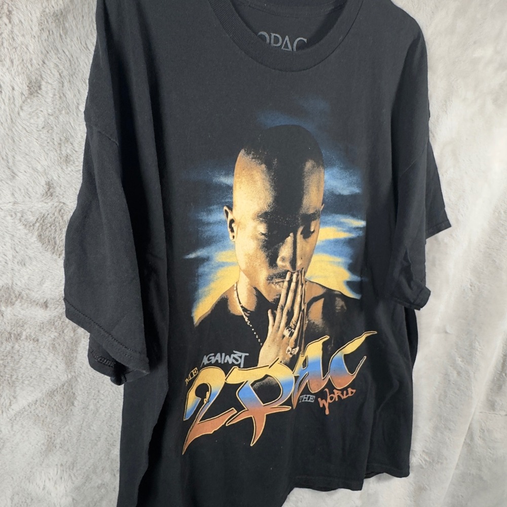 2Pac Me Against The World Graphic‎ T-Shirt Mens XL Black Hip Hop Rap Tee